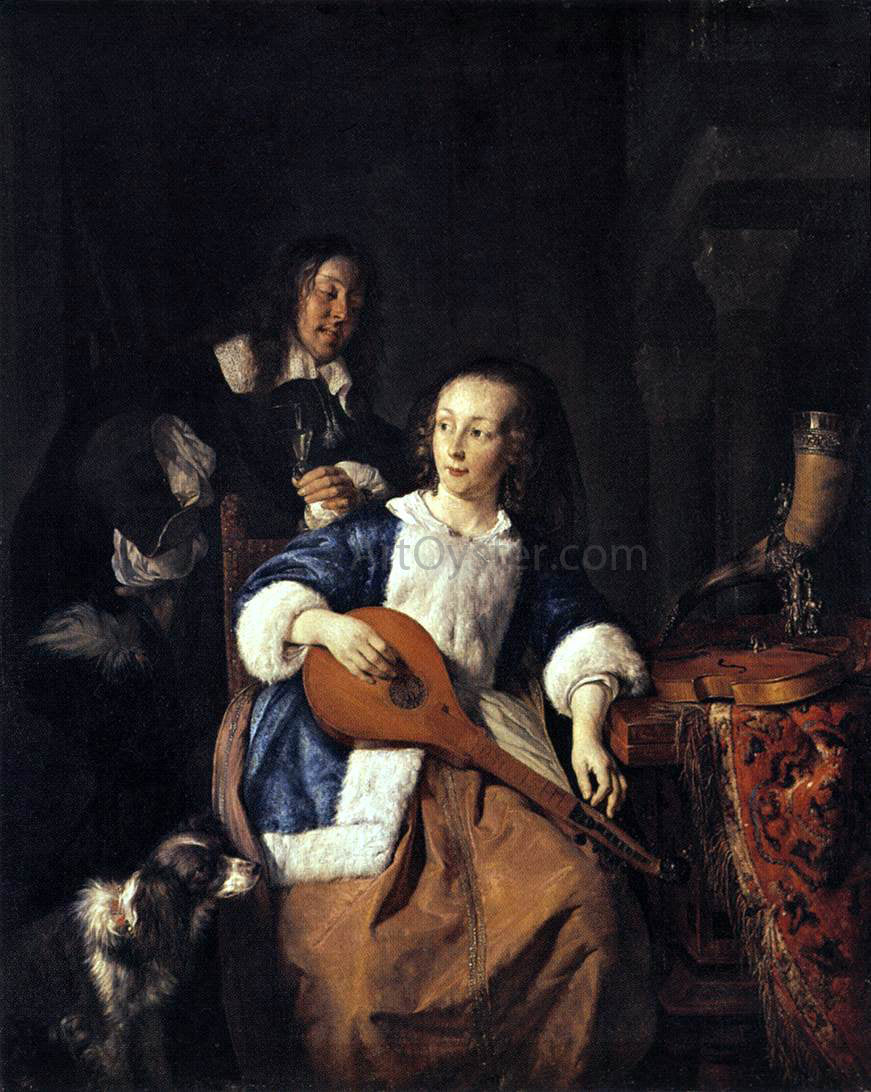 Gabriel Metsu The Cittern Player - Hand Painted Oil Painting