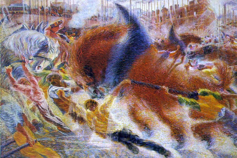 Umberto Boccioni The City Rises - Hand Painted Oil Painting