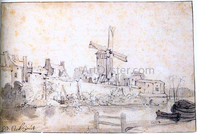 Gerbrand Van den Eeckhout The City Walls of Delft with the Mill Called The Rose - Hand Painted Oil Painting