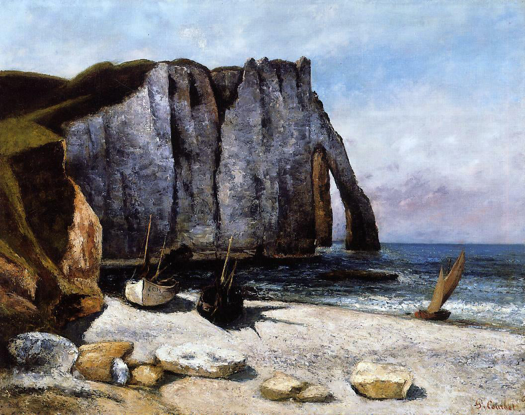 Gustave Courbet The Cliff at Etretat, the Porte d'Avale - Hand Painted Oil Painting
