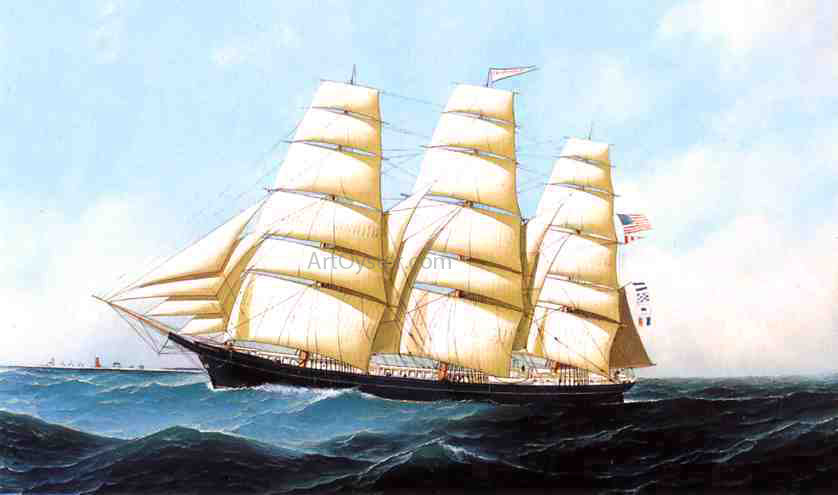 Antonio Jacobsen The Clipper Ship "Triumphant" - Hand Painted Oil Painting