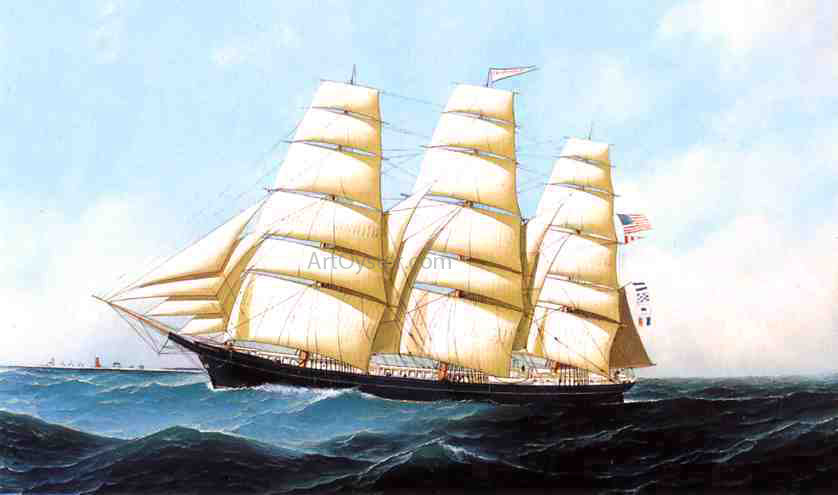 Antonio Jacobsen The Clipper Ship "Triumphant" - Hand Painted Oil Painting
