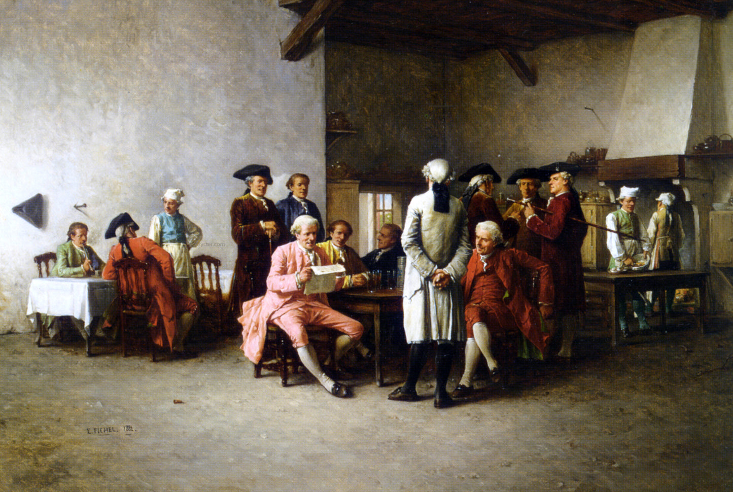 Benjamin Eugene Fichel The Clubroom - Hand Painted Oil Painting