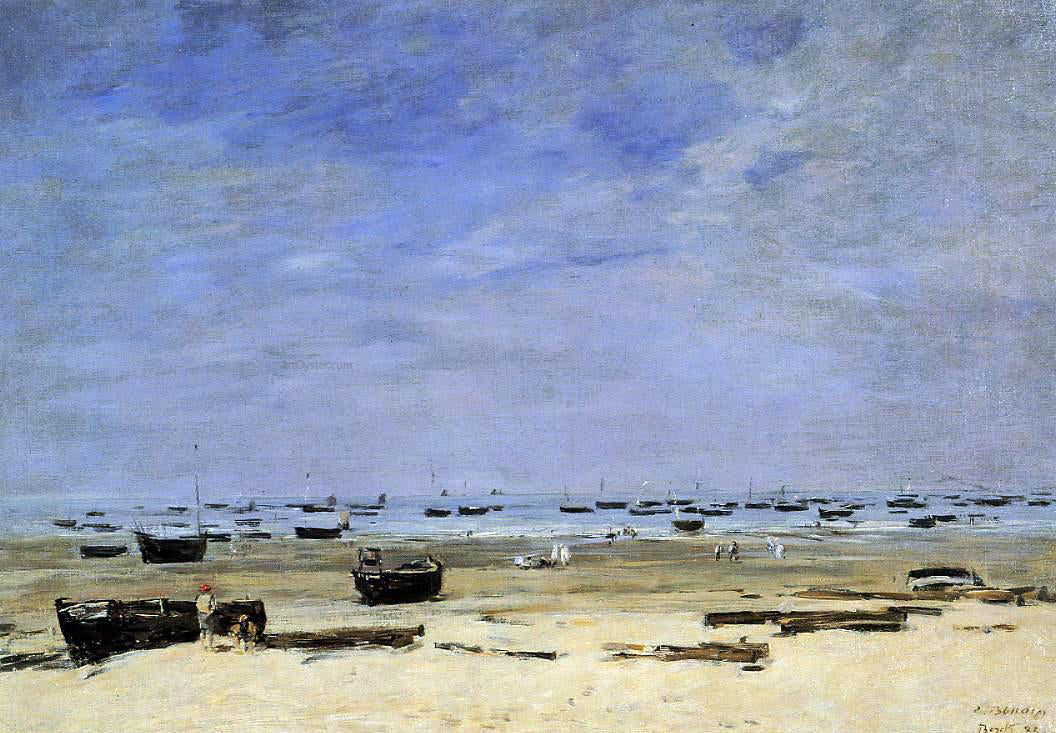 Eugene-Louis Boudin The Coastline at Berck at Low Tide - Hand Painted Oil Painting