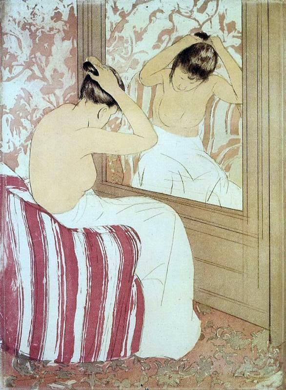 Mary Cassatt The Coiffure (study) - Hand Painted Oil Painting