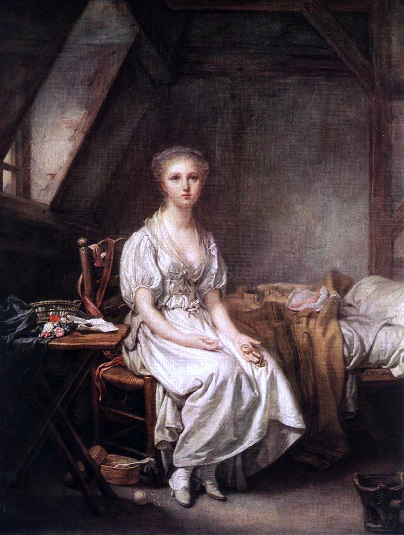 Jean Baptiste Greuze The Complain of the Watch - Hand Painted Oil Painting
