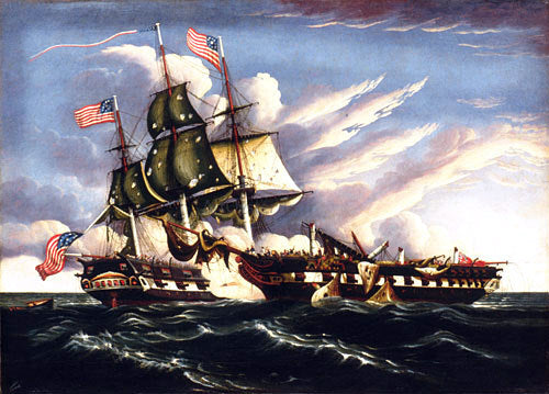 Thomas Chambers The Constitution and the Guerriere - Hand Painted Oil Painting