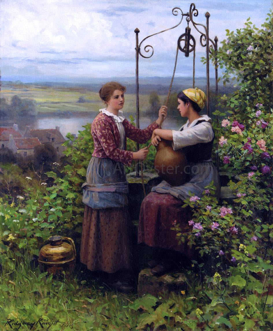  Daniel Ridgway Knight The Conversation - Hand Painted Oil Painting
