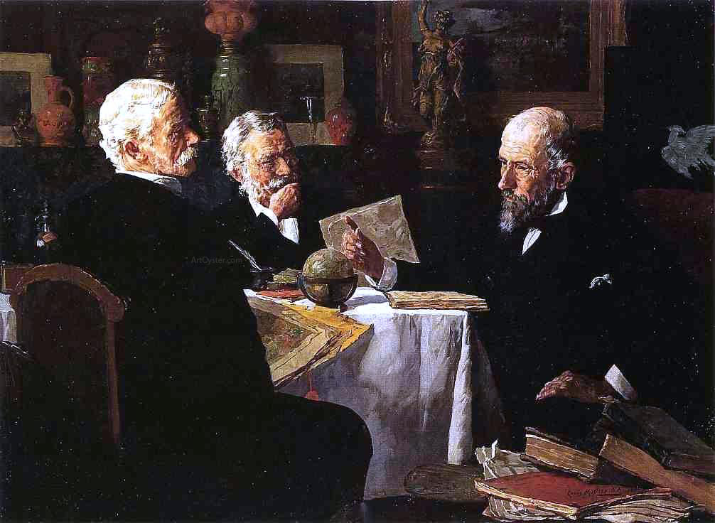  Louis C Moeller The Conversation - Hand Painted Oil Painting