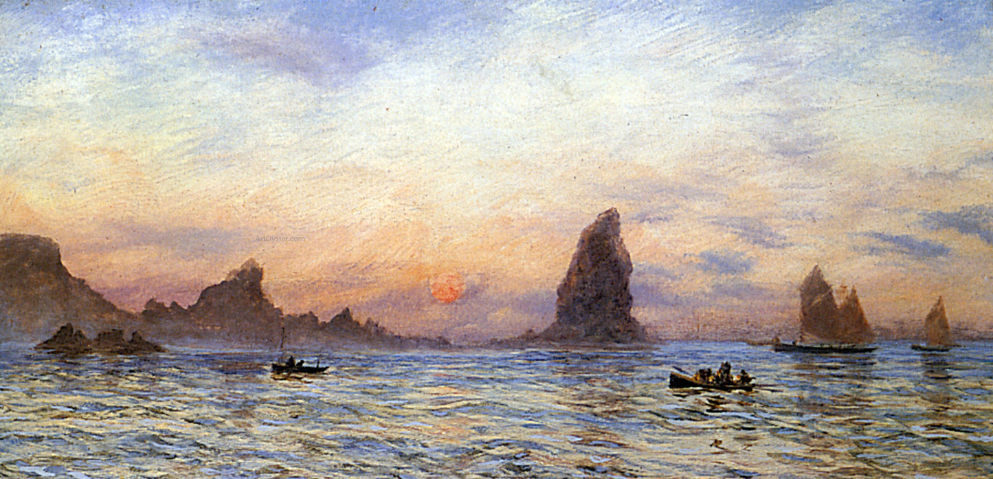 John Brett The Cornish Coast near Newquay - Hand Painted Oil Painting