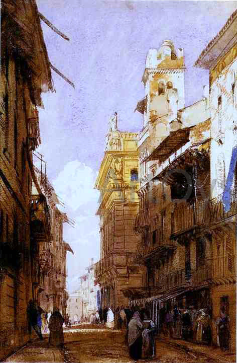 Richard Parkes Bonington The Corsa Saint' Anastasia, Verona, with the Palace of Prince Maffet - Hand Painted Oil Painting