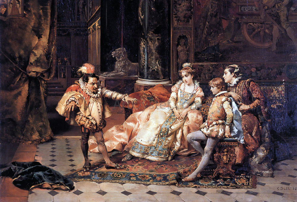 Cesare-Auguste Detti The Court Jester - Hand Painted Oil Painting