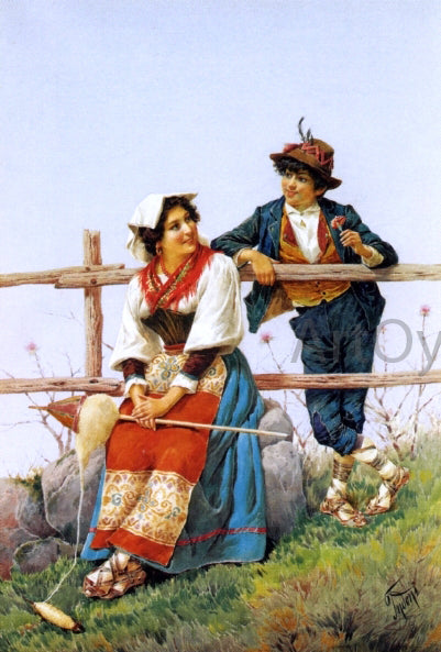 Filippo Indoni The Courtship - Hand Painted Oil Painting