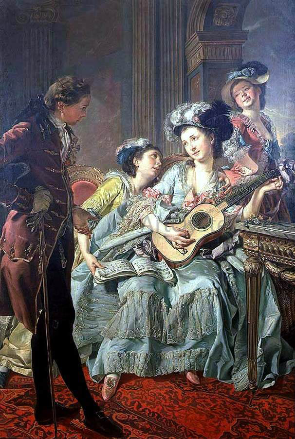 Louis-Rolland Trinquesse The Courtship - Hand Painted Oil Painting