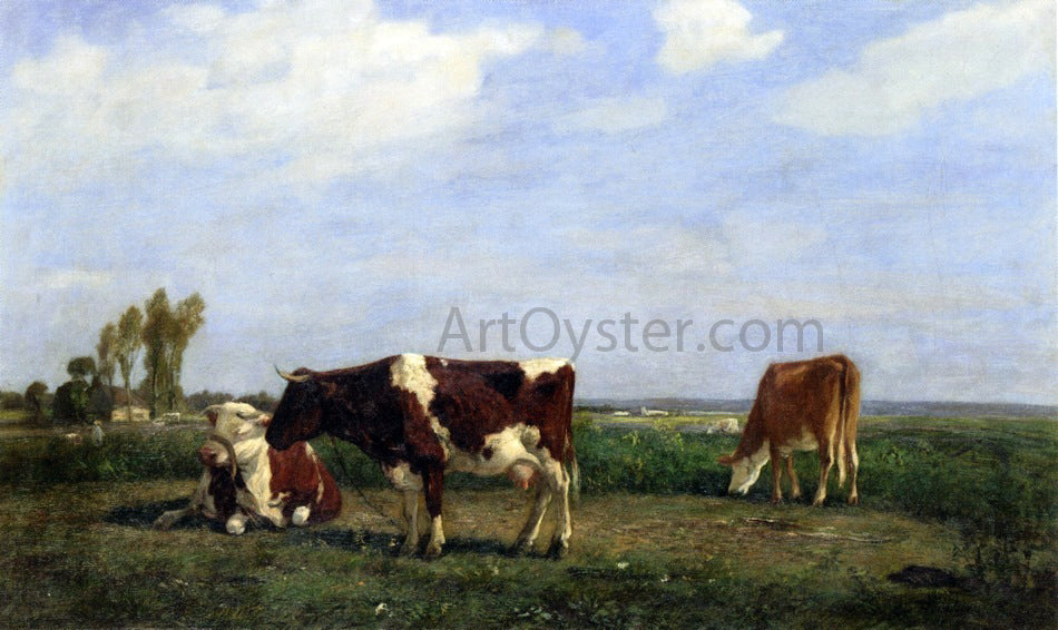 Eugene-Louis Boudin The Cows in a Meadow - Hand Painted Oil Painting