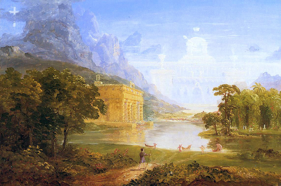 Thomas Cole The Cross and the World: Study for 'The Pilgrim of the World on His Journey' - Hand Painted Oil Painting