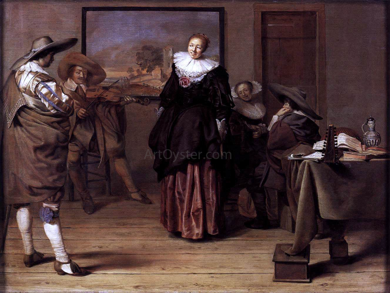 Pieter Codde The Dancing Lesson - Hand Painted Oil Painting