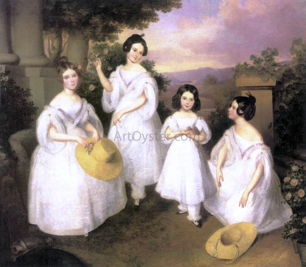 Karoly Brocky The Daughters of Istvan Medgyasszay - Hand Painted Oil Painting