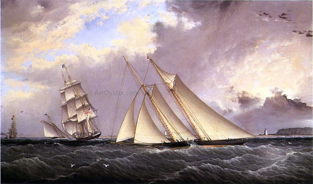 James E Buttersworth The Dauntless off Sandy Hook - Hand Painted Oil Painting