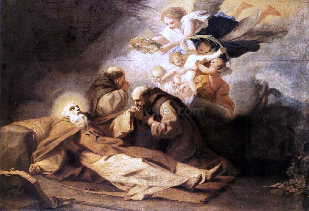 Antonio Viladomat Y Manalt The Death of St Anthony the Hermit - Hand Painted Oil Painting
