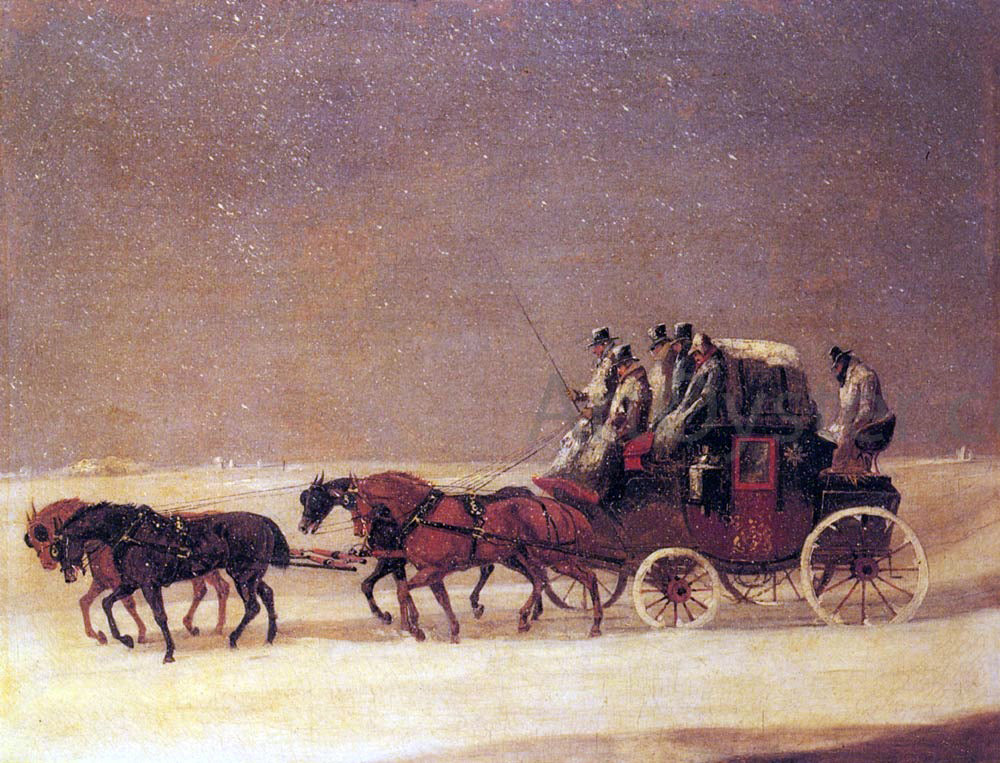 Henry Alken The Derby and London Royal Mail on the Open Road in Winter - Hand Painted Oil Painting