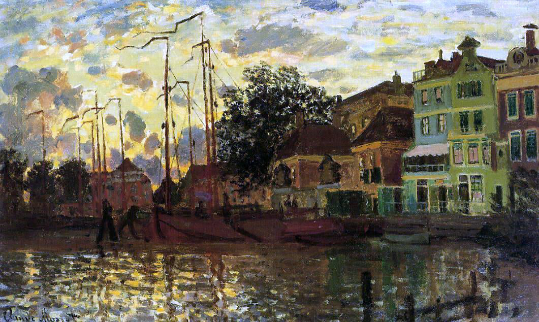 Claude Oscar Monet The Dike at Zaandam, Evening - Hand Painted Oil Painting