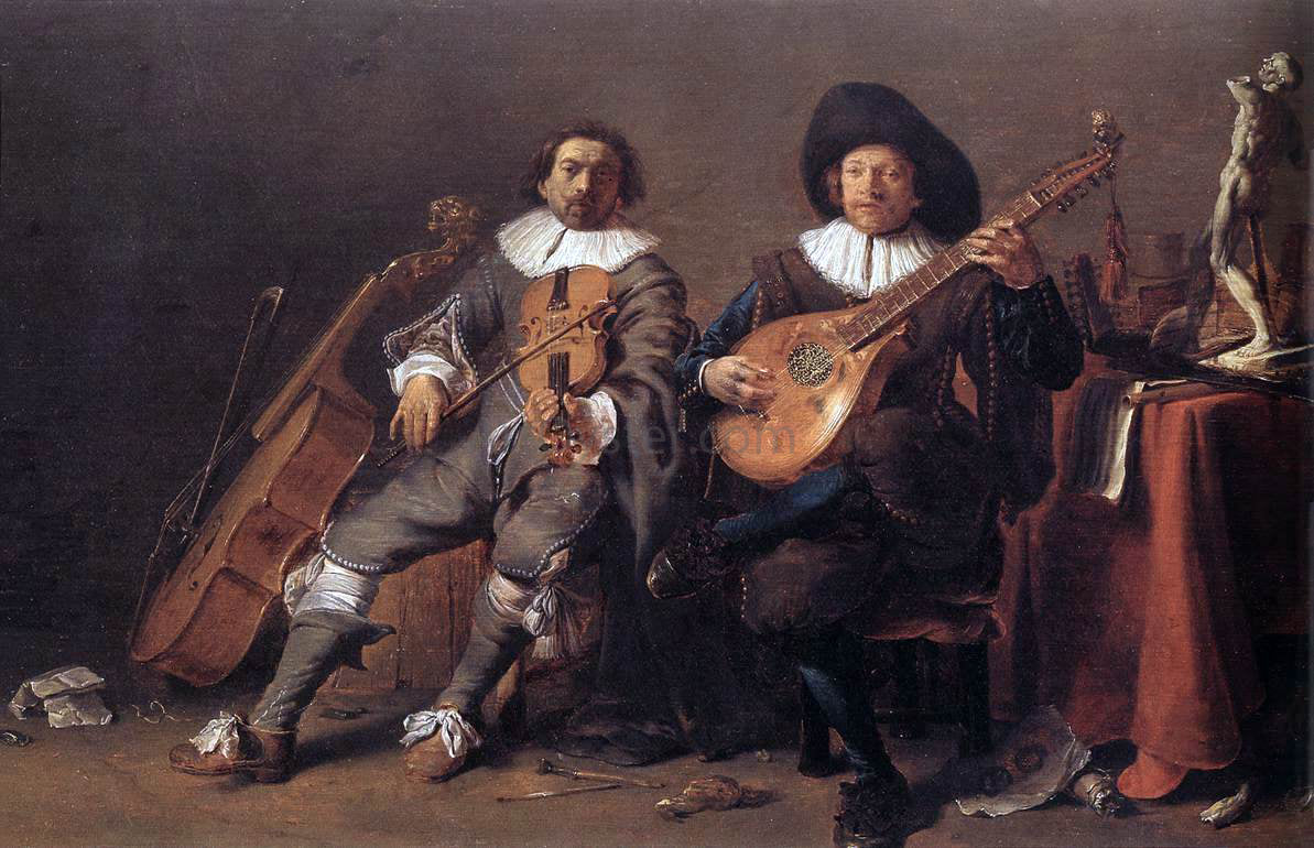  Cornelis Saftleven The Duet - Hand Painted Oil Painting