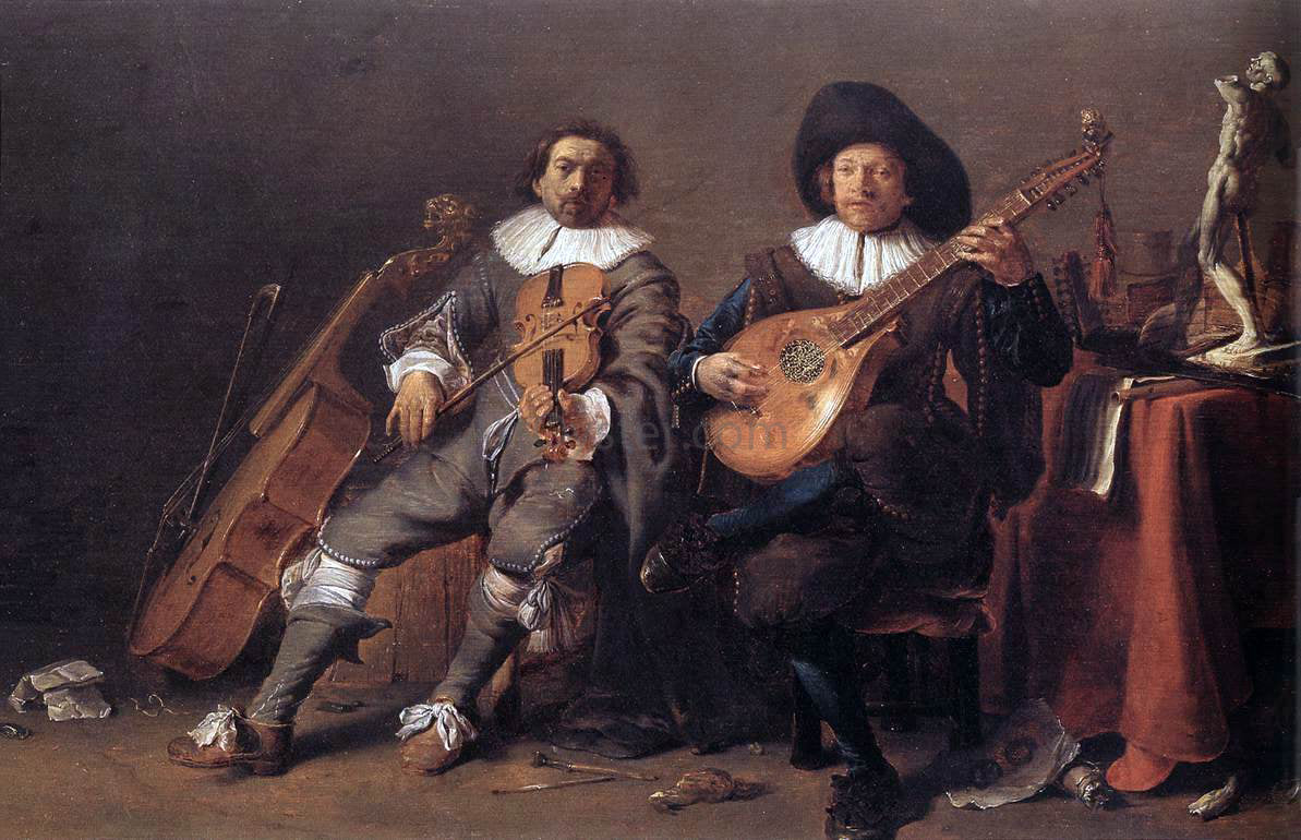 Cornelis Saftleven The Duet - Hand Painted Oil Painting