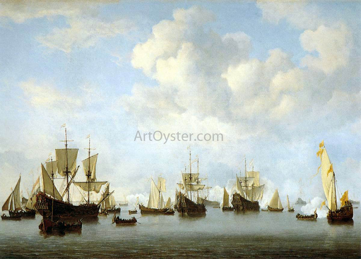 The Younger Willem Van de Velde The Dutch Fleet in the Goeree Straits (Guinea) - Hand Painted Oil Painting