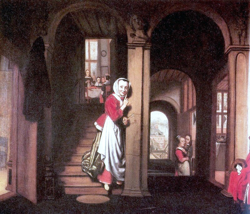  Nicolaes Maes The Eavesdropper - Hand Painted Oil Painting