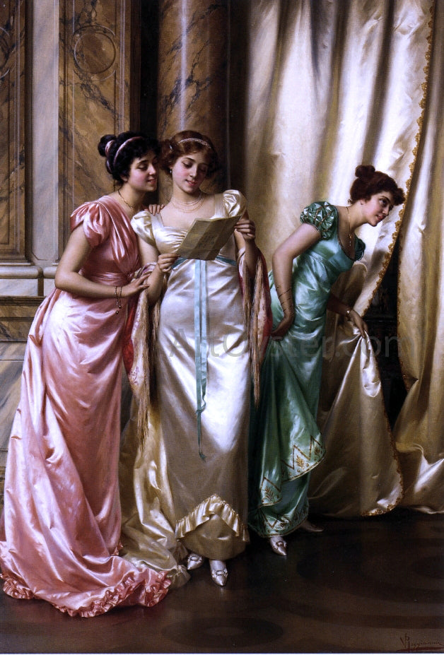 Vittorio Reggianini The Eavesdroppers - Hand Painted Oil Painting