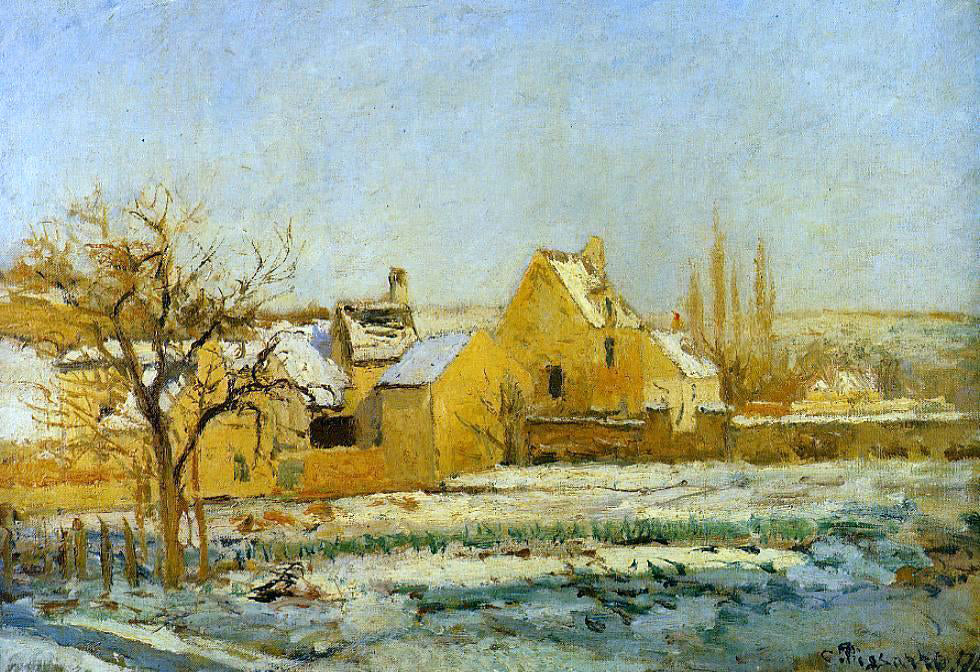 Camille Pissarro The Effect of Snow at l'Hermitage - Hand Painted Oil Painting