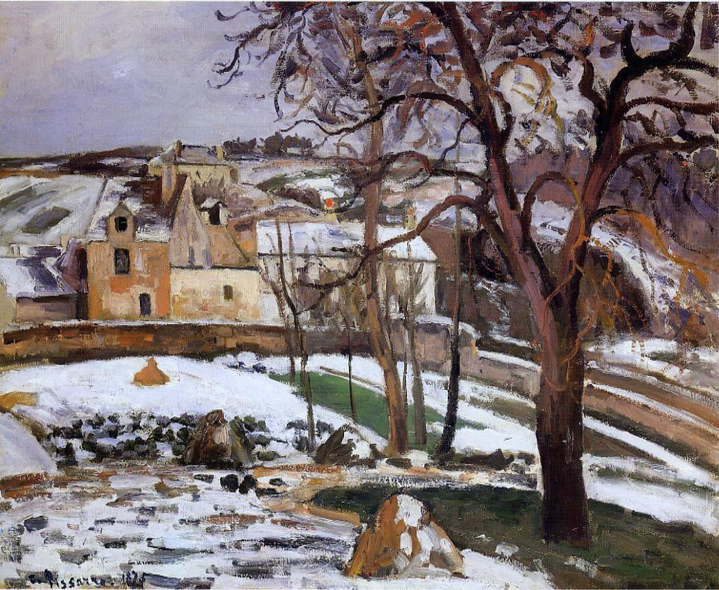 Camille Pissarro The Effect of Snow at l'Hermitage, Pontoise - Hand Painted Oil Painting