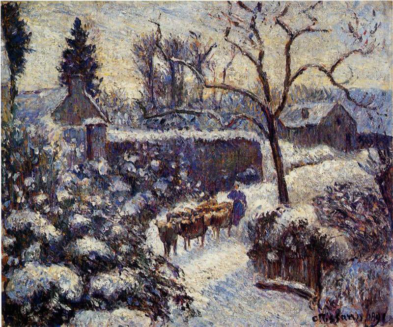 Camille Pissarro The Effect of Snow at Montfoucault - Hand Painted Oil Painting