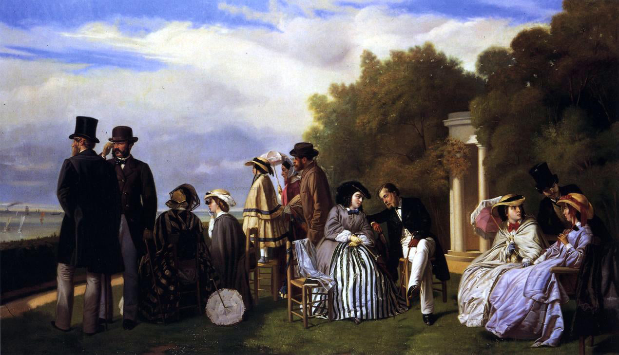 Alexandre-Denis Abel De Pujol The Empress Eugenie and Her Court at Biarritz - Hand Painted Oil Painting