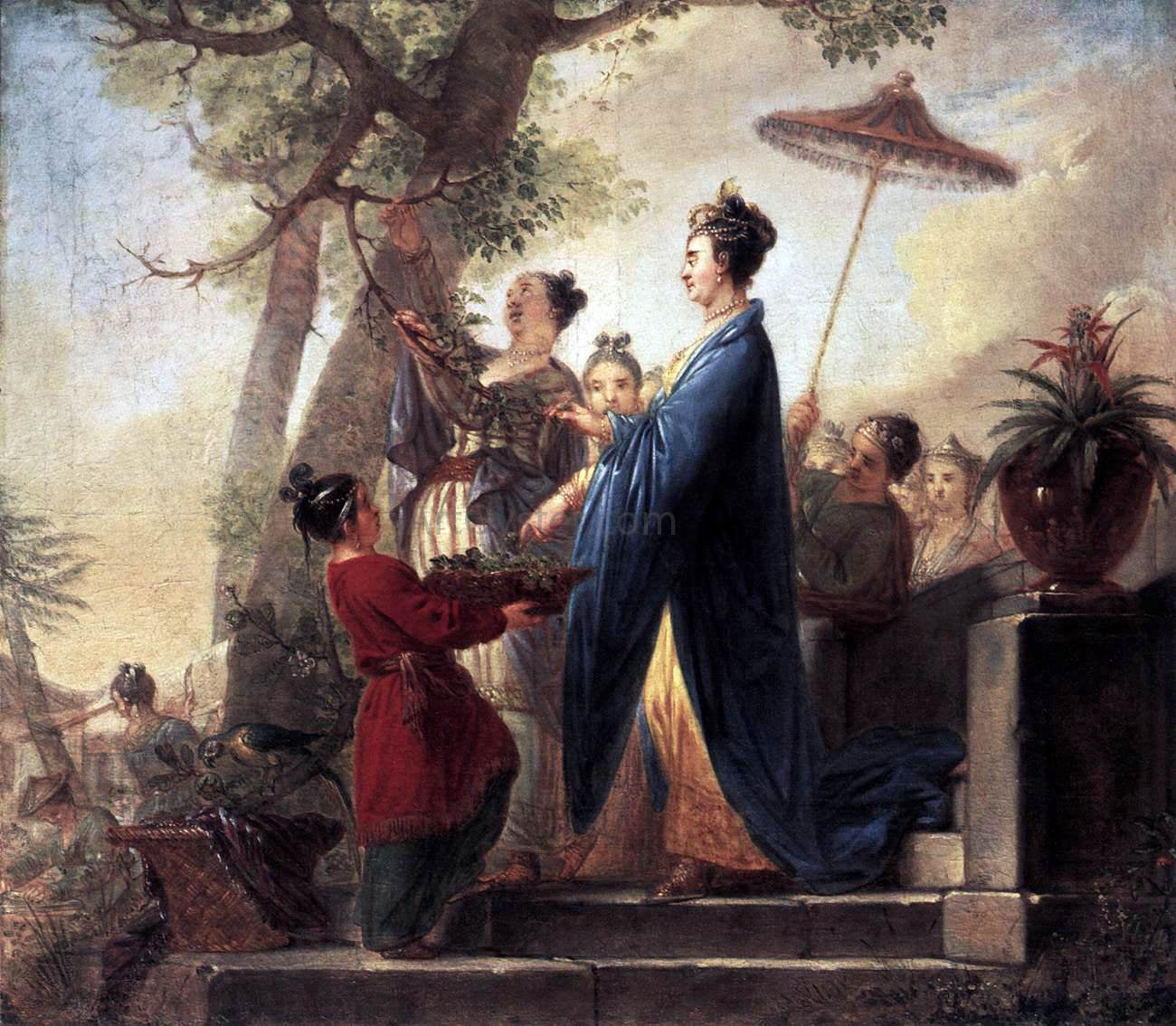 Bernhard Rode The Empress of China Culling Mulberry Leaves - Hand Painted Oil Painting