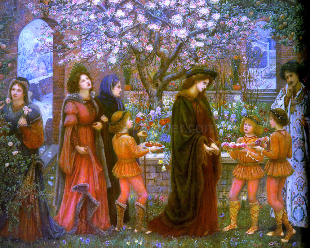 Maria Spartali Stillman The Enchanted Garden of Messer Ansaldo - Hand Painted Oil Painting