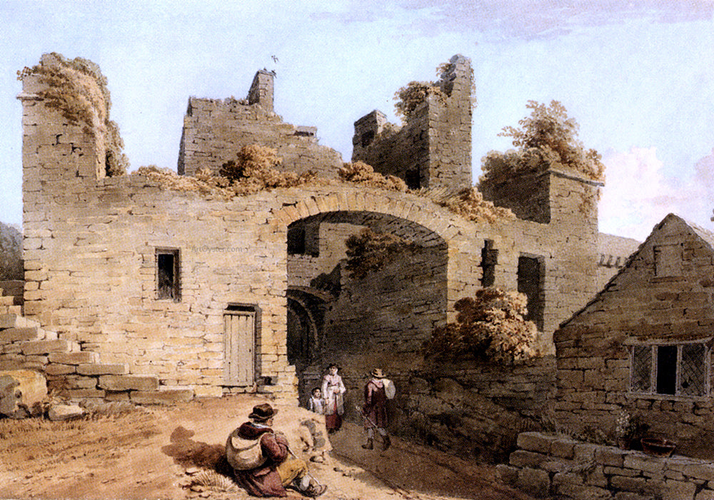 Joseph Powell The Entrance To Conway Castle, Caernarvonshire - Hand Painted Oil Painting