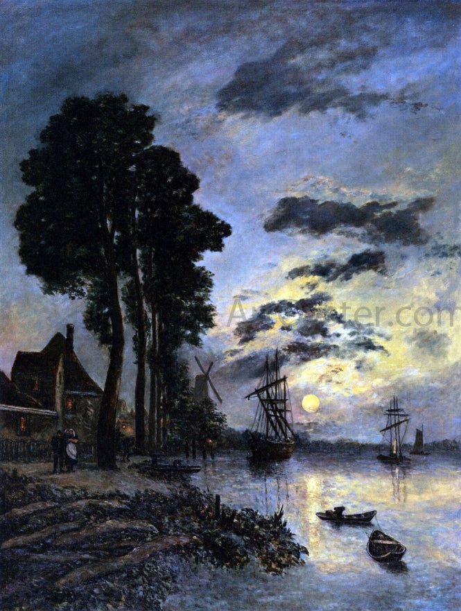 Johan Barthold Jongkind The Entrance to the Port of Rotterdam - Hand Painted Oil Painting