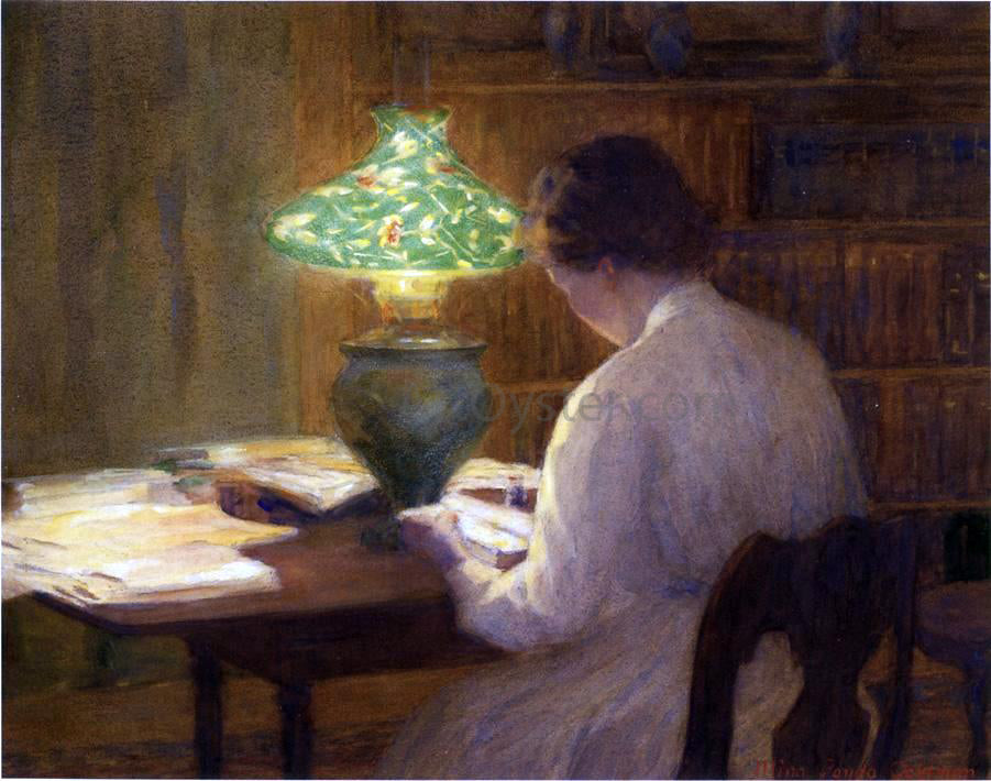 Mina Fonda Ochtman The Evening Lamp - Hand Painted Oil Painting