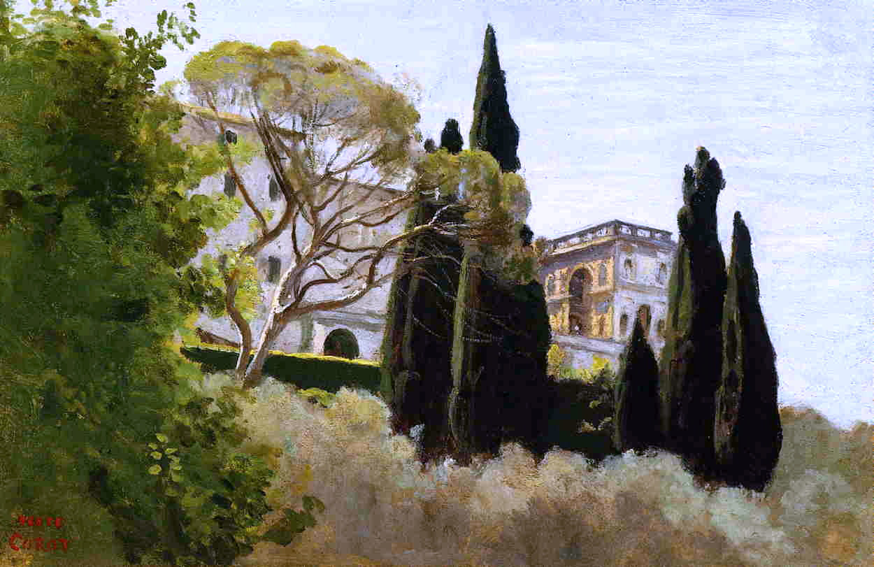 Jean-Baptiste-Camille Corot The Facade of the Villa d'Este at Tivoli, View from the Gardens - Hand Painted Oil Painting