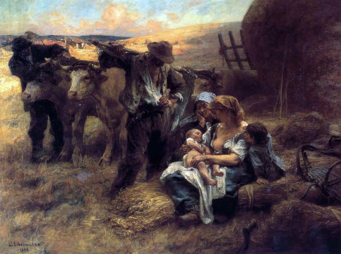 Leon Augustin L'hermitte) The Family - Hand Painted Oil Painting