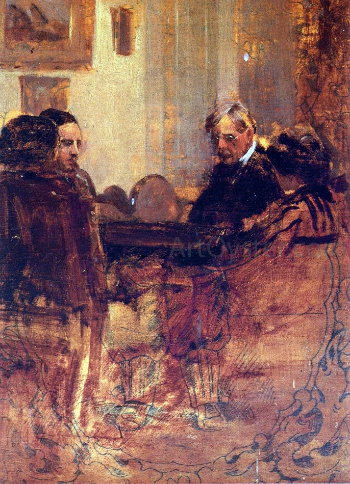 Julian Onderdonk The Family at Cards (unfinished0 - Hand Painted Oil Painting