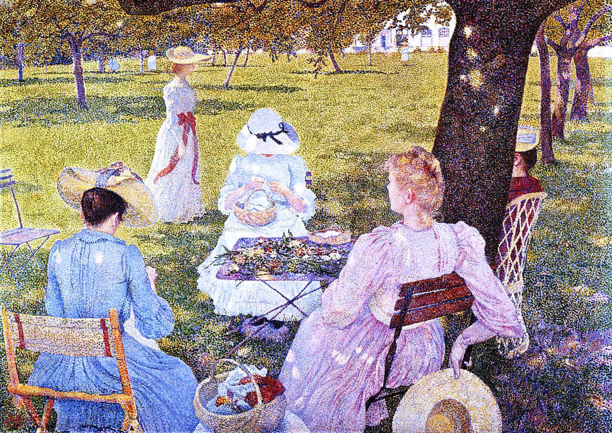Theo Van Rysselberghe A Family in an Orchard - Hand Painted Oil Painting