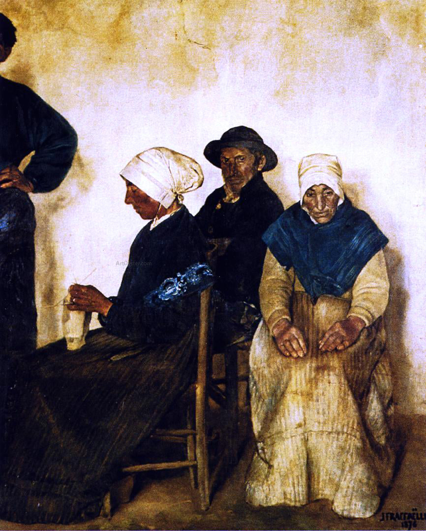 Jean-Francois Raffaelli The Family of Jean the Lame, Peasants from Plougasnou, Finistere - Hand Painted Oil Painting