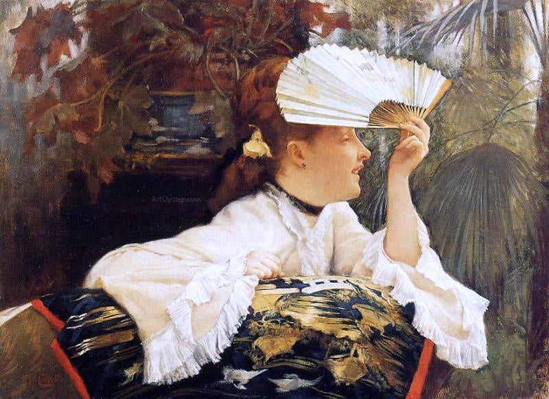 James Tissot The Fan - Hand Painted Oil Painting