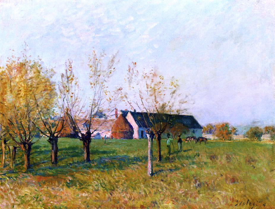  Alfred Sisley The Farm at Trou d'Enfer, Autumn Morning - Hand Painted Oil Painting