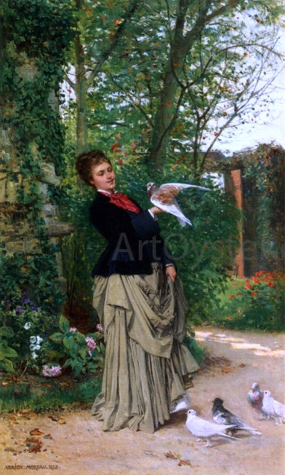 Adrien Moreau The Favorite Bird - Hand Painted Oil Painting