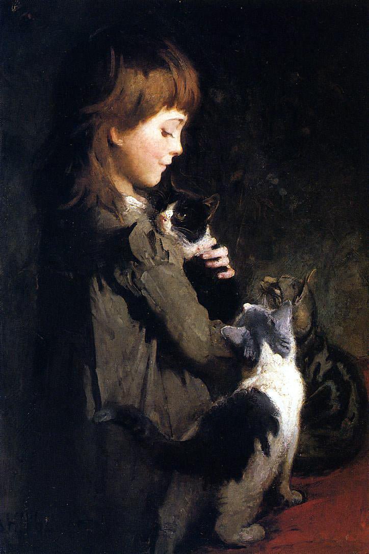 Abbott Handerson Thayer The Favorite Kitten - Hand Painted Oil Painting