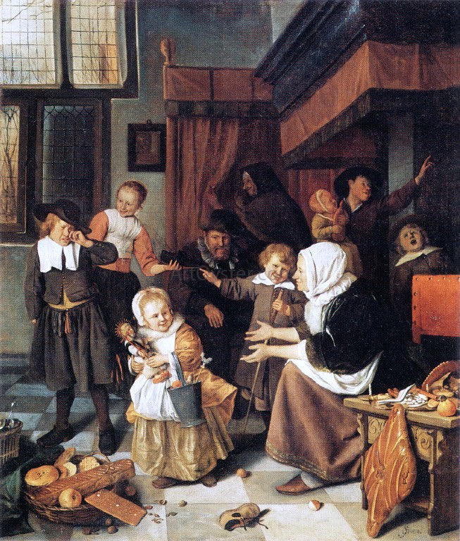Jan Steen The Feast of St Nicholas - Hand Painted Oil Painting